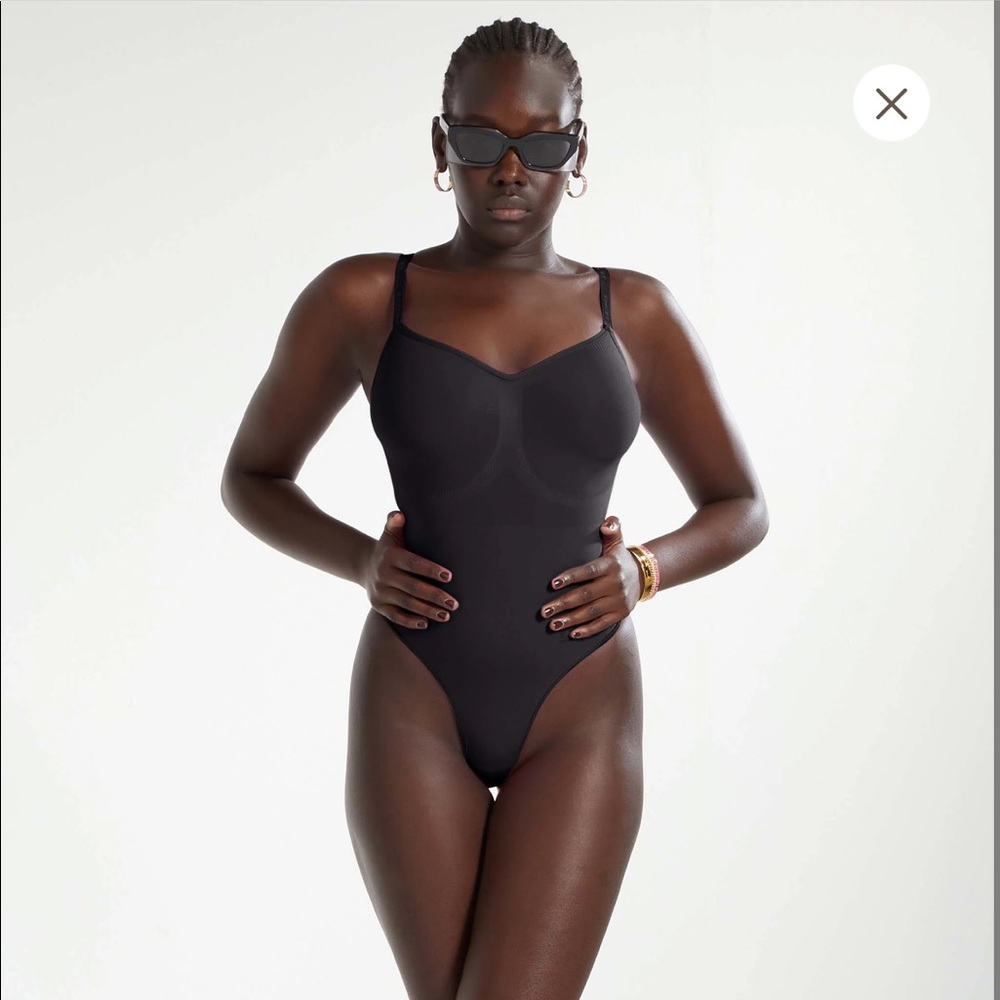 Fendi x skims black sculpting thong bodysuit